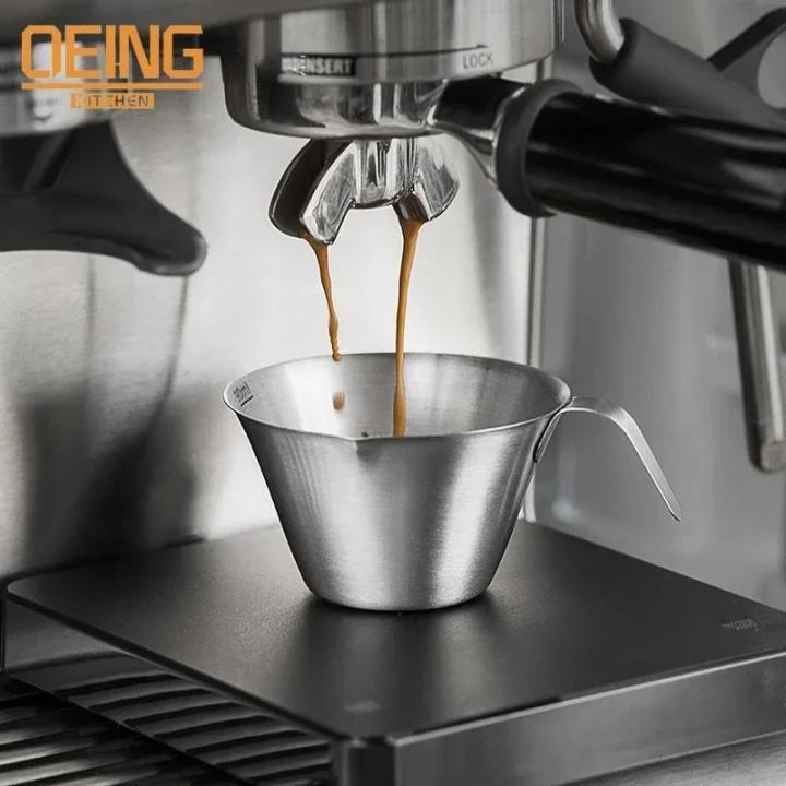 90/200ml Stainless Steel Coffee Measuring Cup Espresso Extraction Double Mouth Double Scale Cup Kitchen Coffee Measuring Tool