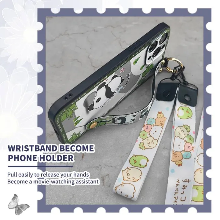 Dirt-resistant%20ring%20Phone%20Case%20For%20Samsung%20Galaxy%20A71%205G/A%20Quantum%20Soft%20case%20Wrist%20Strap%20Back%20Cover%20Kickstand%20panda%20Cute%20-%20Image%202