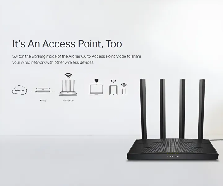 TP-Link%20Router%20AC1200%20Archer%20C6%20Wi-Fi%20Speed%20Up%20To%20867%20Mbps/5%20GHz%20+%20300%20Mbps/2.4%20GHz%20,%205%20Gigabit%20Ports,%204%20External%20Antennas%20,%20MU-MIMO,%20Dual%20Band%20-%20Image%206