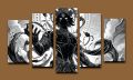 Lord Krishna Canvas Wall Art – Black & White Religious Wall Decor – 5 pcs. 