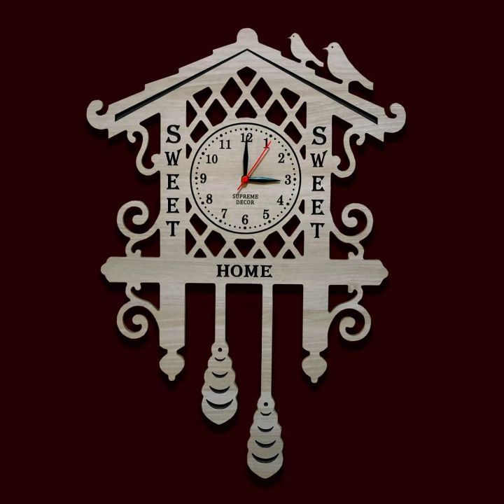 Samayapanchi Sweet Home Sweet 3D Wooden Wall Clock | Best Interior ...