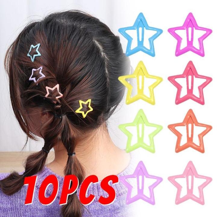 10pcs Cute Colorful Star Hair Clips For Girls Hairpins Hair Accessories