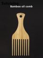Sutuiying 1 pc natural bamboo and wood African style fork comb,wide toothed hair comb,anti static hairstyle tool,plug in curly hair comb. 
