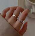 2Pcs Heart Shaped Teens/Women/Girls Fashion Rings Love Jewelry, Best Gift for Your Friend/Girlfriend/Sister Fashion Jewelry. 