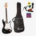Fender Black Electric Guitar With Bag, Jackwire, Capo Belt, String And 2 Picks. 