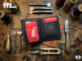 Hz Minimalist Vertical Leather Wallet Compact Bifold with ID Window & Card Slots, Handmade Stitched Short Purse for Men & Women. 