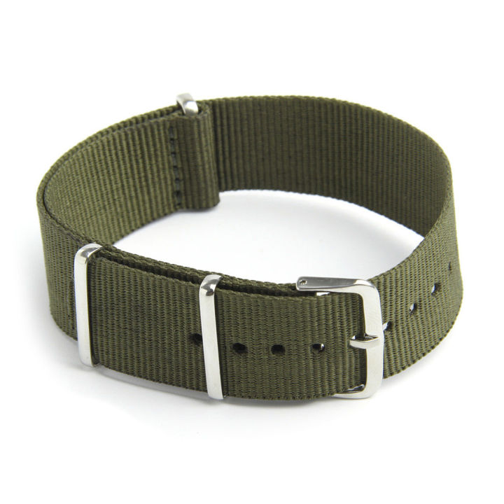 Watch Strap Nylon Canvas Mens Colour: Green Width:18mm