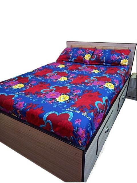 Multicolor Printed Design Cotton Flat Bedsheet With 2 Pillow Cover- Double Bed | Cotton Printed Bedsheet With 2 Pillow Cover