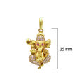 Gold Plated Panchadhatu Chain With Ruby And White Stone Ganesh Locket For Women | Gold Plated Necklace With Pendant For Women. 