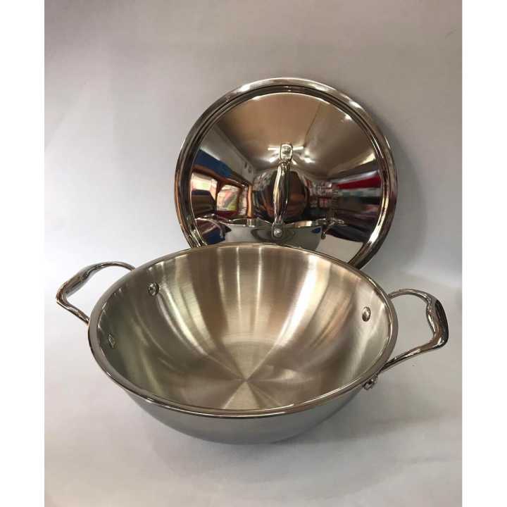 Premium Quality Triply Stainless Steel Kadai With Lid