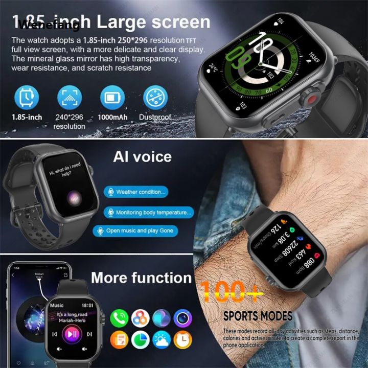 Wenefang New Watch Ultra 2 ES 1000mAh battery Smart Watch 1.85 Inch HD AMOLED Fashion Full Touch Screen IP68 Waterproof Bluetooth Smart Watches