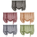 Certiou Bedroom Curtain Plaid Print Sunshade Valance Curtain for Kitchen Bathroom Bedroom Decor Style Roman Bow Design Short Curtain. 