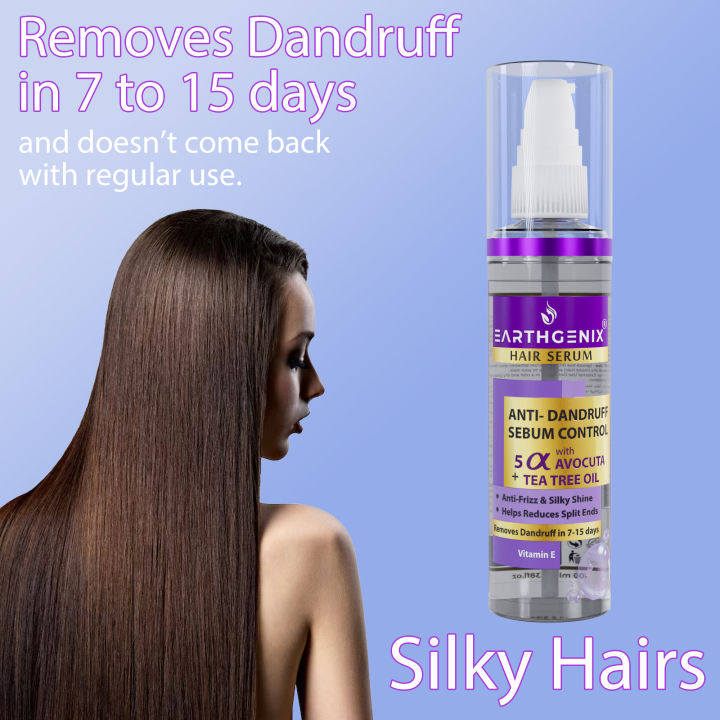 Earthgenix Anti-Dandruff/Sebum Control Hair Serum (50ml) with 5-alpha Avocuta + Tea Tree Oil, for Men & Women