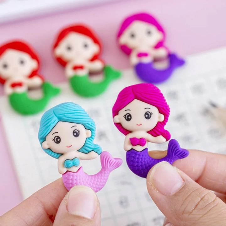 5 Piece Colorful Stationery Kawaii Mermaid Student School Office Supplies Children Erasers For Kids Gift Pencil Rubber Eraser
