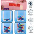 Wooden Blocks Puzzle Brain Teasers Toy, Intelligent Colorful 3D Plastic Blocks Game with Vertical Wood Frame Game Board, Tangram Educational Montessori Toys Gift for Kids Age 4-8 Years Old. 