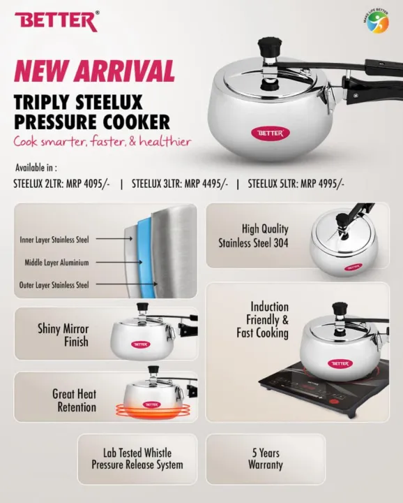 Better%20Triply%20Steelux%20Pressure%20Cooker%202%20LTR%20%20%7C%7C%20Premium%20Stainless%20Steel%20304%20%7C%7C%20Induction%20Friendly%20and%20Fast%20Cooking%20%7C%7C%20Great%20Heat%20Retention%20%7C%7C%20Shiny%20Mirror%20Finish%20%7C%7C%20Lab%20Tested%20Whistle%20Pressure%20Release%20System%20%20%7C%7C5%20years%20warranty%7C%7C%20Available%20in%202L,%203L,%205L%20-%20Image%202