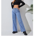 Blueb High waist Non Stretch Plain Parallel Jeans For Women - Fashion | Jeans | Pants For Women | Women's Wear SL. 