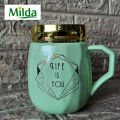 Milda Ceramic Tea Coffee Mug Cup with Mirror Lid MC 28. 