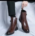 Classic New Brown Leather Ankle Boots For Men. 