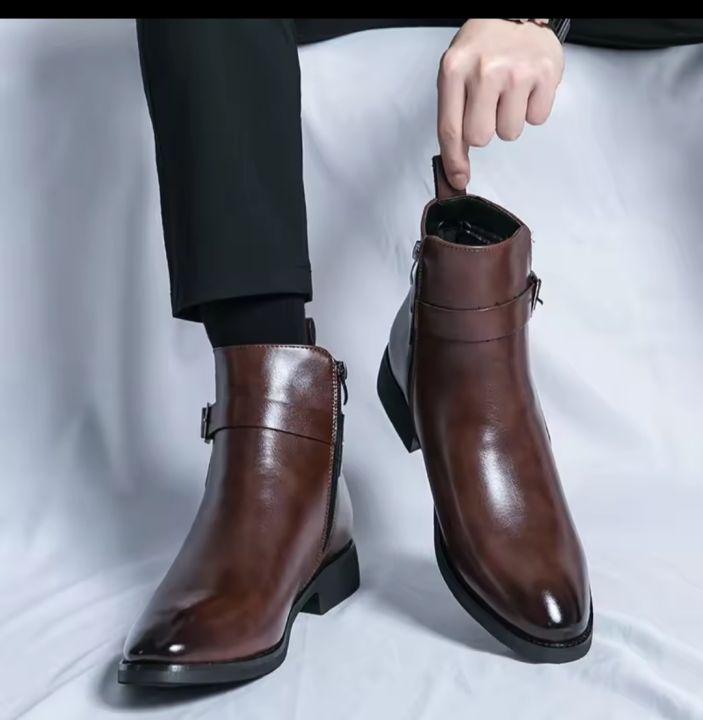 Classic%20New%20Brown%20Leather%20Ankle%20Boots%20For%20Men%20-%20Image%202