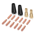 16PCS Flux Core Gasless Nozzle Tips K3493-1 Accessory Part 0.035inch Contact Tips & Gas Diffusers with Century FC90/80GL Titanium. 