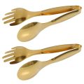 FORIDE 2X Stainless Steel Food Tongs Gold Kitchen Utensils Buffet Cooking Tools BBQ Clips Bread Steak Tong. 