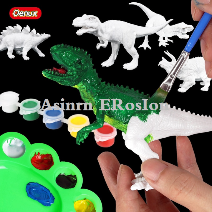 Asinrn ERosIon Oenux Jurassic Dinosaur Drawing Watercolor Graffiti DIY Coloring 3D Painting Action Figures Animal Model Art Craft Kid Toy Gift