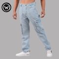 Wraon Black Grey Solid Premium Denim Cargo Jeans Pant For Men - Fashion | Pants For Men | Men's Wear | Cargo Pants |. 