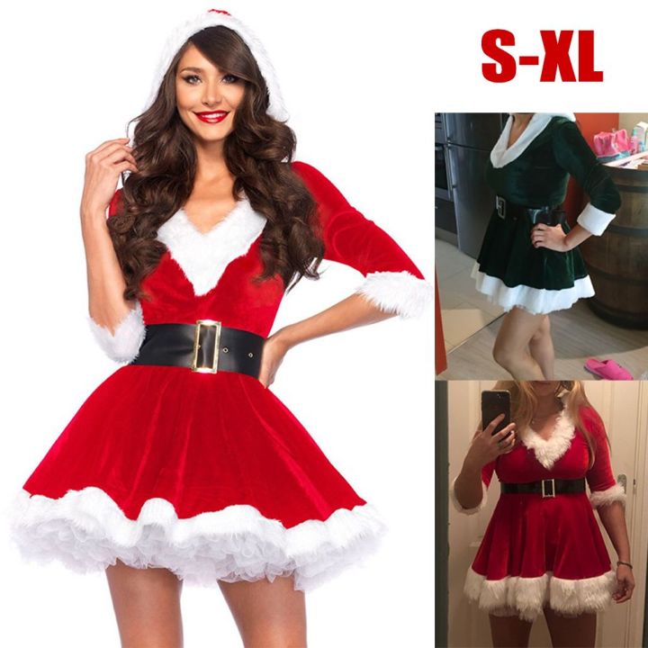 Women's%20Xmas%20Theme%20Santa%20Mini%20Dress%20Sweet%20Hooded%20Christmas%20Fancy%20Dress%20Mrs%20Santa%20Claus%20Dress%20Cosplay%20Costumes%20Outfits%20Miss%20Claus%20Dress%20Suit%20-%20Image%206