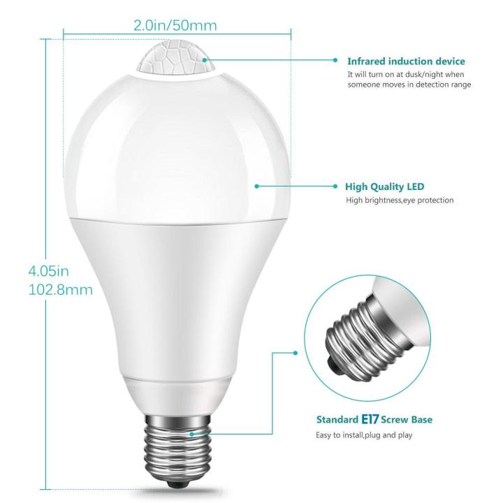 Pir%20Motion%20Sensor%20Bulb%207%20Watts%20Led%20E17%20Bulb%20Intermediate%20Base%20For%20Stairs,%20Garage%20-%20Image%203