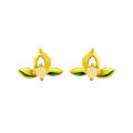 【Top Picks】New Chinese Natural Hetian Jade Lotus Ear Stud Women's Advanced Earrings Simple Elegant Glue Dropping Earrings. 
