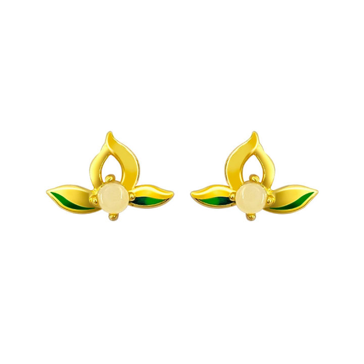 %E3%80%90Top%20Picks%E3%80%91New%20Chinese%20Natural%20Hetian%20Jade%20Lotus%20Ear%20Stud%20Women's%20Advanced%20Earrings%20Simple%20Elegant%20Glue%20Dropping%20Earrings%20-%20Image%205
