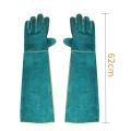 Anti-Bite Safety Gloves Ultra Long Leather Green Pets Grip Biting Protective Gloves. 