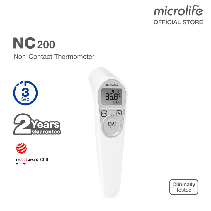 Microlife NC200 | Touch-Free Digital Thermometer with Auto-Measurement, Distance Control, Memory Storage, and Fever Indicator