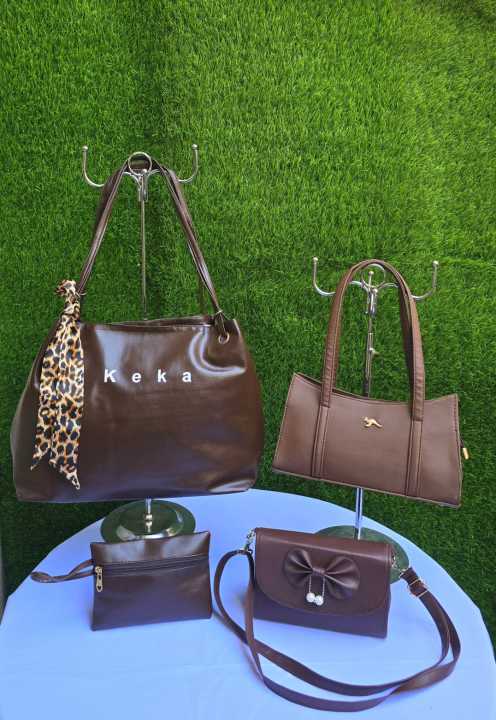 Premium 4-Piece Handbag Combo Set for Women | Tote, Shoulder Bag, Sling Bag & Pouch