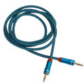 3.5mm Nylon Braided 3 Pole Metal Case Stereo Jack Adapter Male to Male 1.5M Audio Auxiliary Input Cable. 