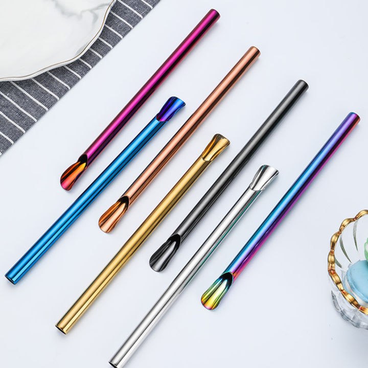 Spoon%20Straw%20Metal%20Reuse%20Piece%201%20Straw%20Set%20Bubble%20Tea%20Straw%20304%20Stainless%20Steel%20Smoothie%20Shake%20Straw%20Stir%20-%20Image%204