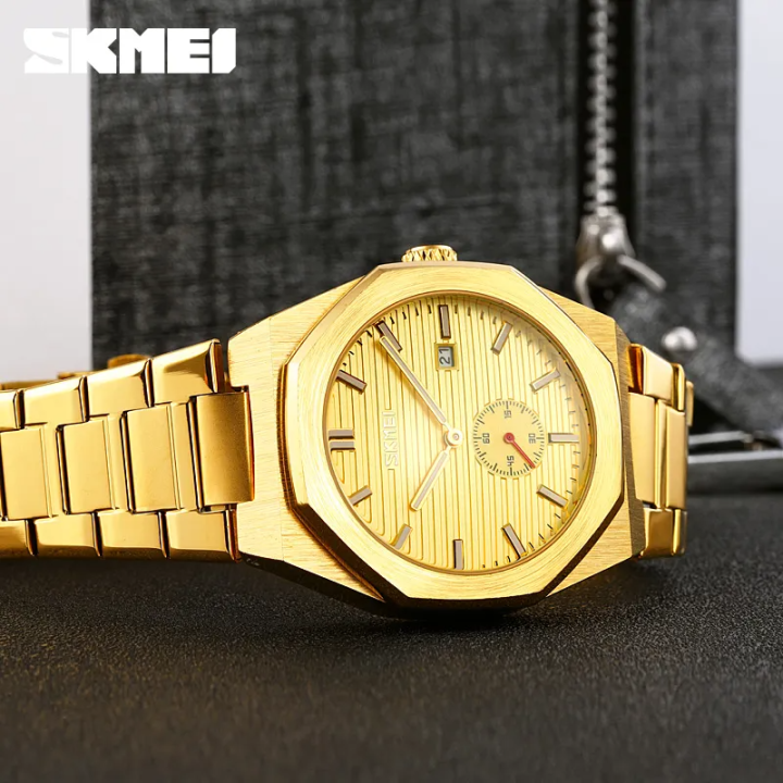 SKMEI%209262%20Men%E2%80%99s%20Classic%20Stainless%20Steel%20Luminous%20Date%20Display%20Quartz%20Watch%20%E2%80%93%20Golden%20-%20Image%203