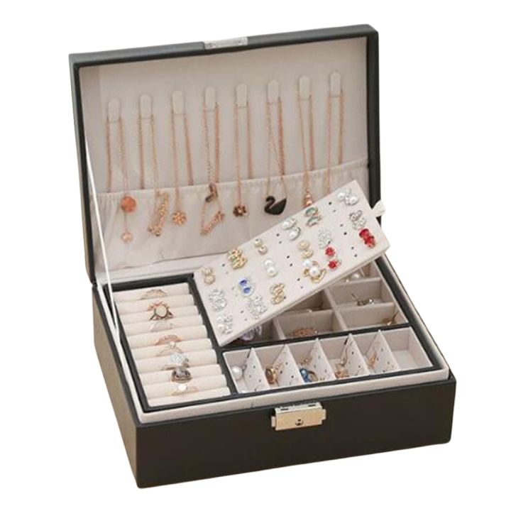 Vylon%20Two%20layer%20Jewelry%20organizer%20Box%20Imported%20Women%20Display%20Storage%20Case%20Large%20PU%20Leather%20Holder%20With%20Lock%20For%20Earring%20Ring%20Necklace%20Bracelet%20-%20Image%202