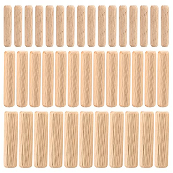 90 Piece Wooden Dowel Pins Straight Groove Wooden Dowel Pins with Beveled Ends Tapered for Furniture Door, M6 M8 M10