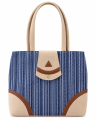 Handmade Cotton & Faux Leather Women's Shoulder Bag with Zipper & 4 Compartments - Made in Nepal. 