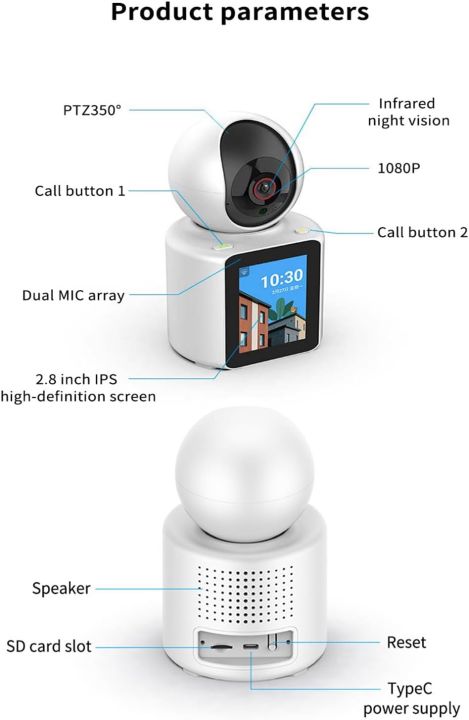 Video%20Calling%20PT%20Camera,2.8-inch%20HD%20Display%20and%20two-way%20video%20calling,%20Human/Pet,%20Ideal%20for%20Baby%20Monitor/Pet%20Camera/Home%20Security%20APP:V360pro(1080P)%20-%20Image%206