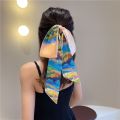 Retro Floral Headband Oil Painting Chinese Style Hair Ribbon Scarf Ribbon Neck Tie. 
