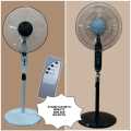Chrome 16" Heavy Base Stand Fan With Remote. 