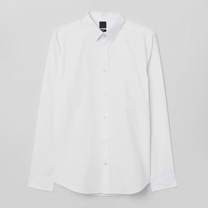 Plain White Full Sleeves Plain Cotton Shirt For Men