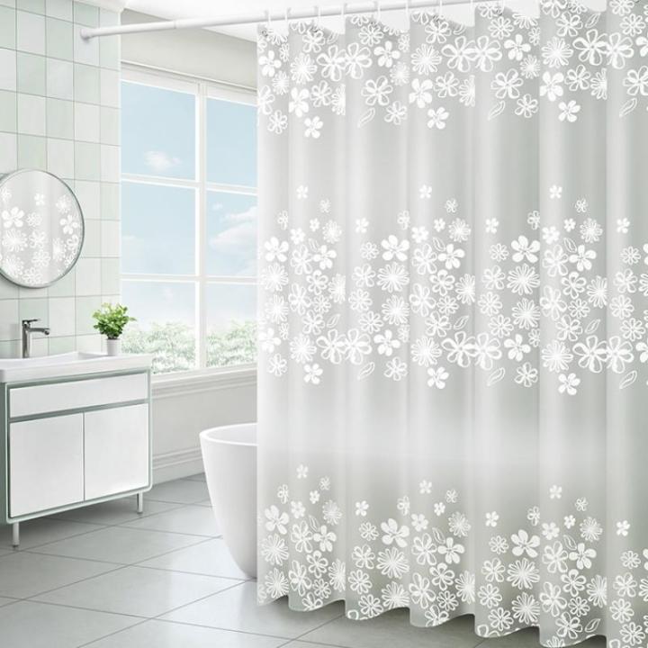 Factory Waterproof Thickened Shower Curtain PEVA Shower Curtain White Flower Shower Curtain Bathroom Curtain Bathroom Partition Curtain