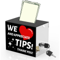 Acrylic Tip Jars for Bartender Tip Box Suggestion Box with Slot and Lock Money Jar Donation Box Lock Box. 
