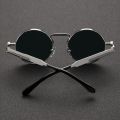 ZOO Shades Round Sliver Metal Frame Spring Ponk Sunglasses For Men. 