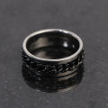 Silver Color Rotable Spinner Black Chain Stainless Steel Ring For Men. 