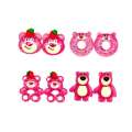 Transparent Cartoon Pink Bear Resin Ornaments DIY Phone Case Clips Hair Shoe Charms Stationery Patches Accessories. 
